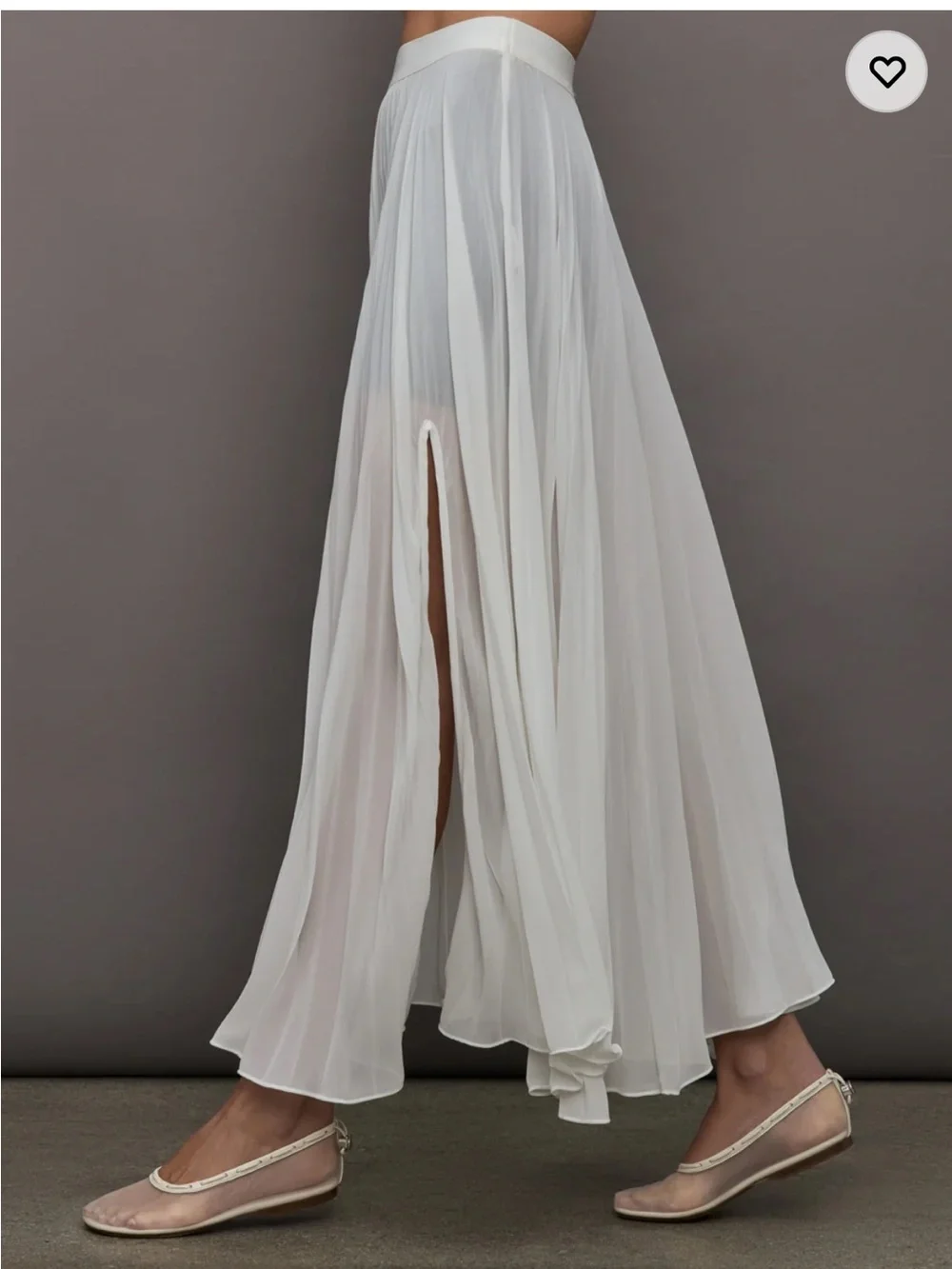 NWT Carbon38 Mesh Pleated Semi Sheer Midi Skirt in White - M